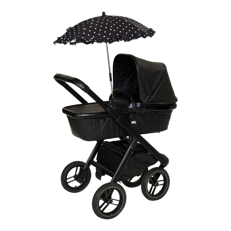 Bellasol - Parasol barnevogn/buggy universal - Speciel UV-bestandig belægning - Prikker med flæse - 1 års garanti