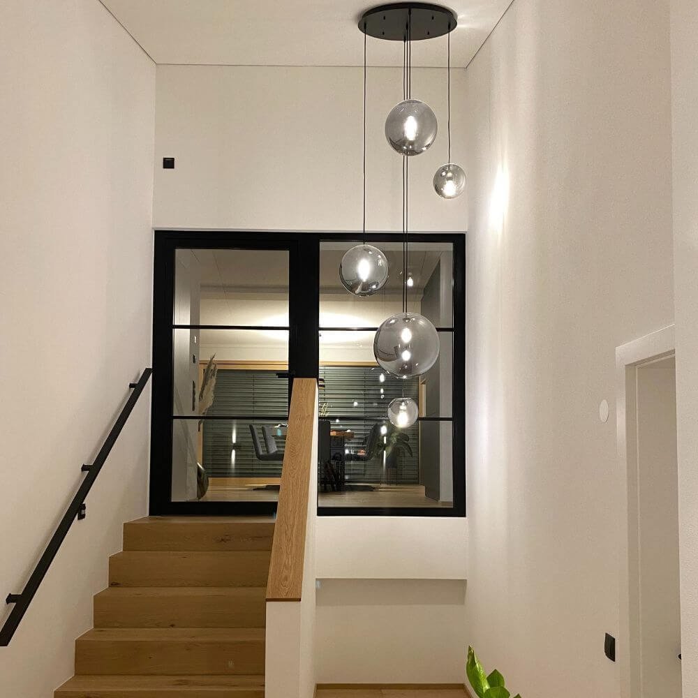 s.luce Orb glass ball hanging lamp 150cm suspension black