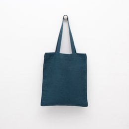 Deep water linen tote bag, a sturdy and stylish shopping bag made of durable linen fabric in a deep green color.