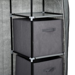 Fabric closet wardrobe foldable cabinet, 1 clothes rail, 6 shelves, 102 x 42.5 x 162.5 cm, gray