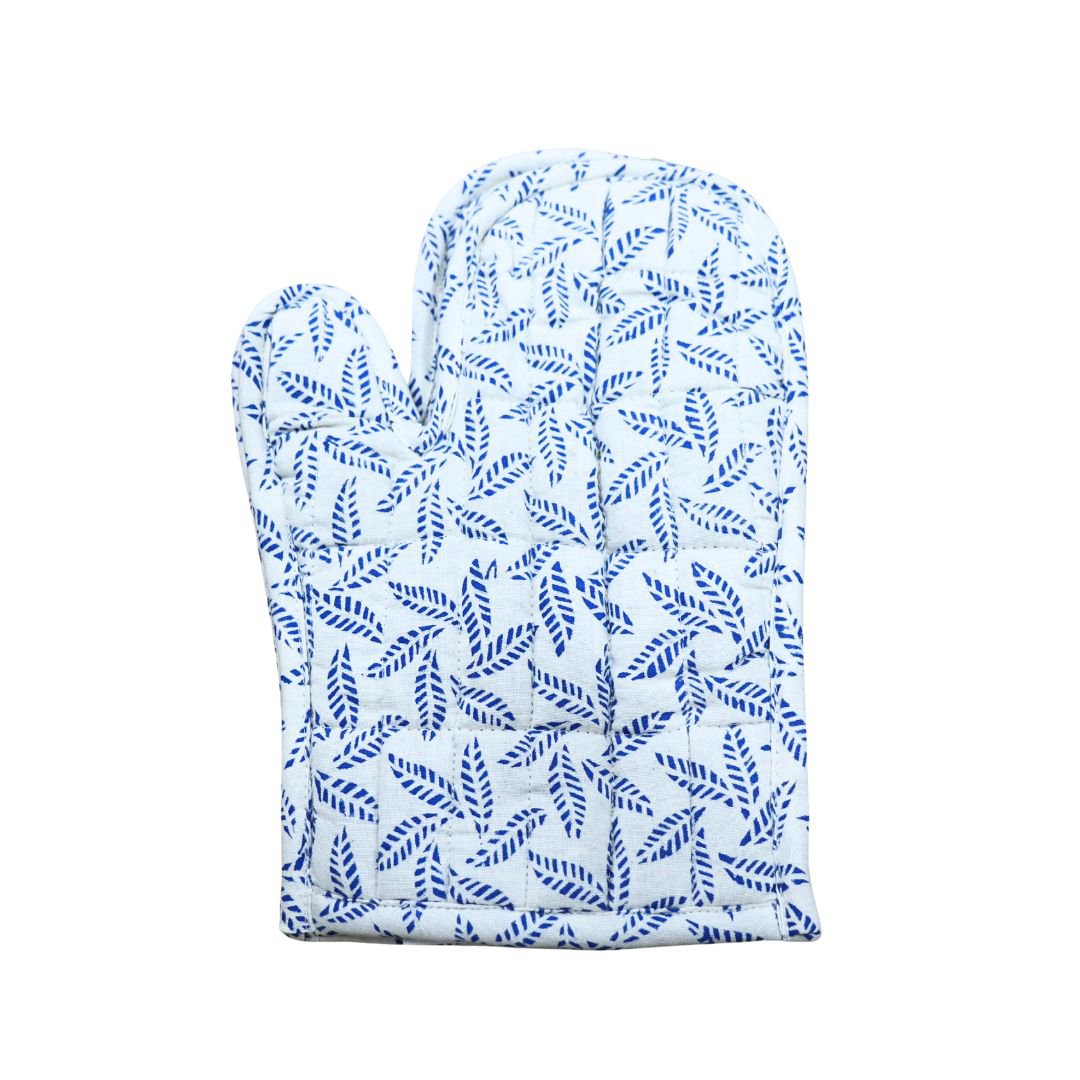 Guanti cotone - foglia blu - set di 2