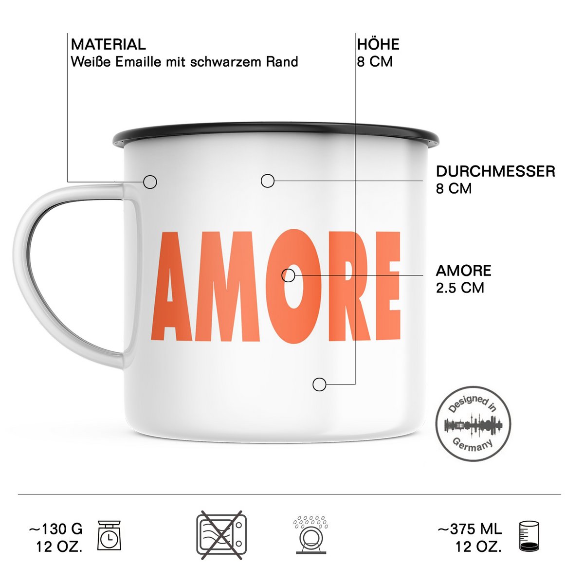 Terug Emaille-Tasses LOVE 🖤