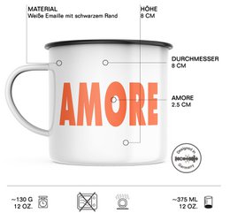 Retro Emaille-Tasse  AMORE 🖤