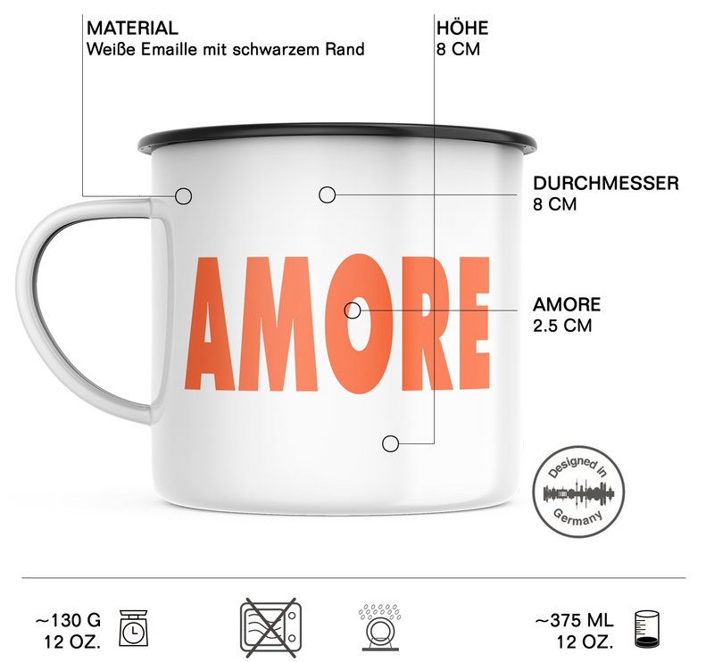 Retro Emaille-Tasse  AMORE 🖤