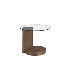 Walnut wood corner table and tempered glass 2036