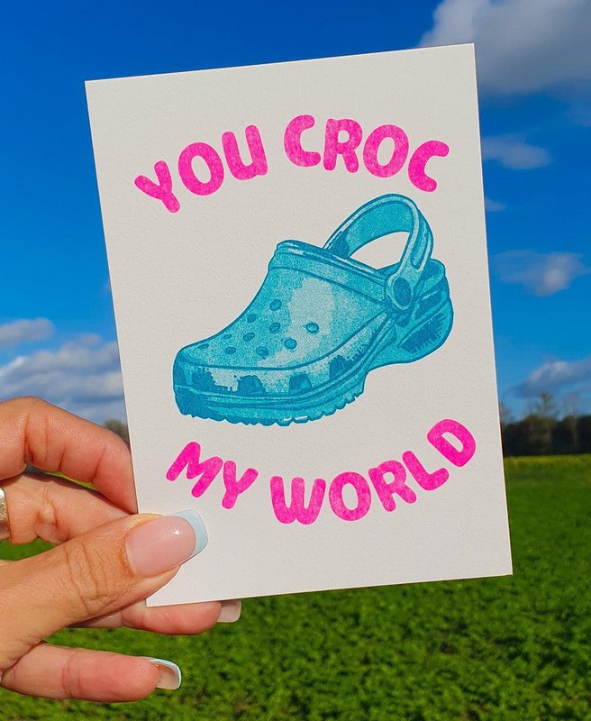 Riso-Druck „Du krokierst meine Welt“.