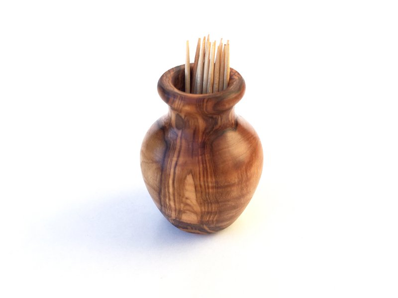 Tandstikkerholder "Vase" Tandstikkedispenser lavet af oliventræ