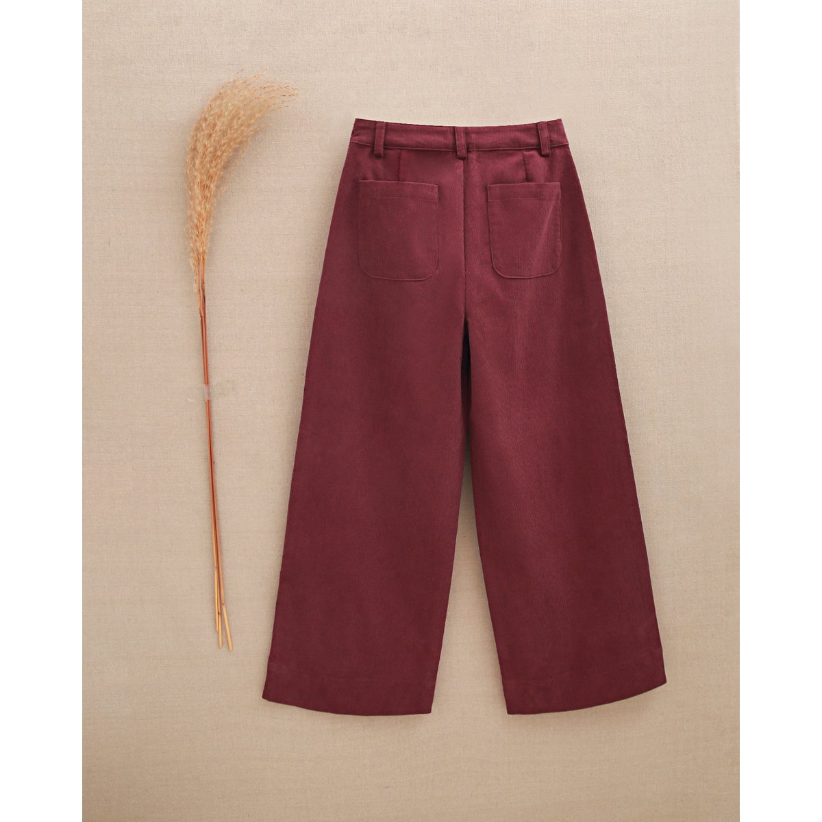 Lange corduroy broek voor meisjes in auberginekleur P80-11604175