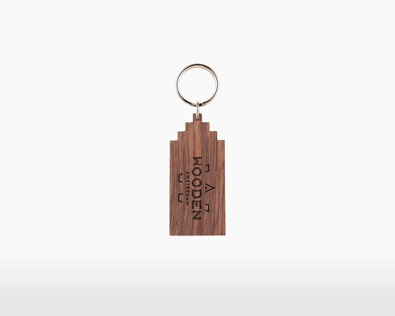 Schlüsselanhänger aus Holz - Amsterdamer Stufengiebelhaus