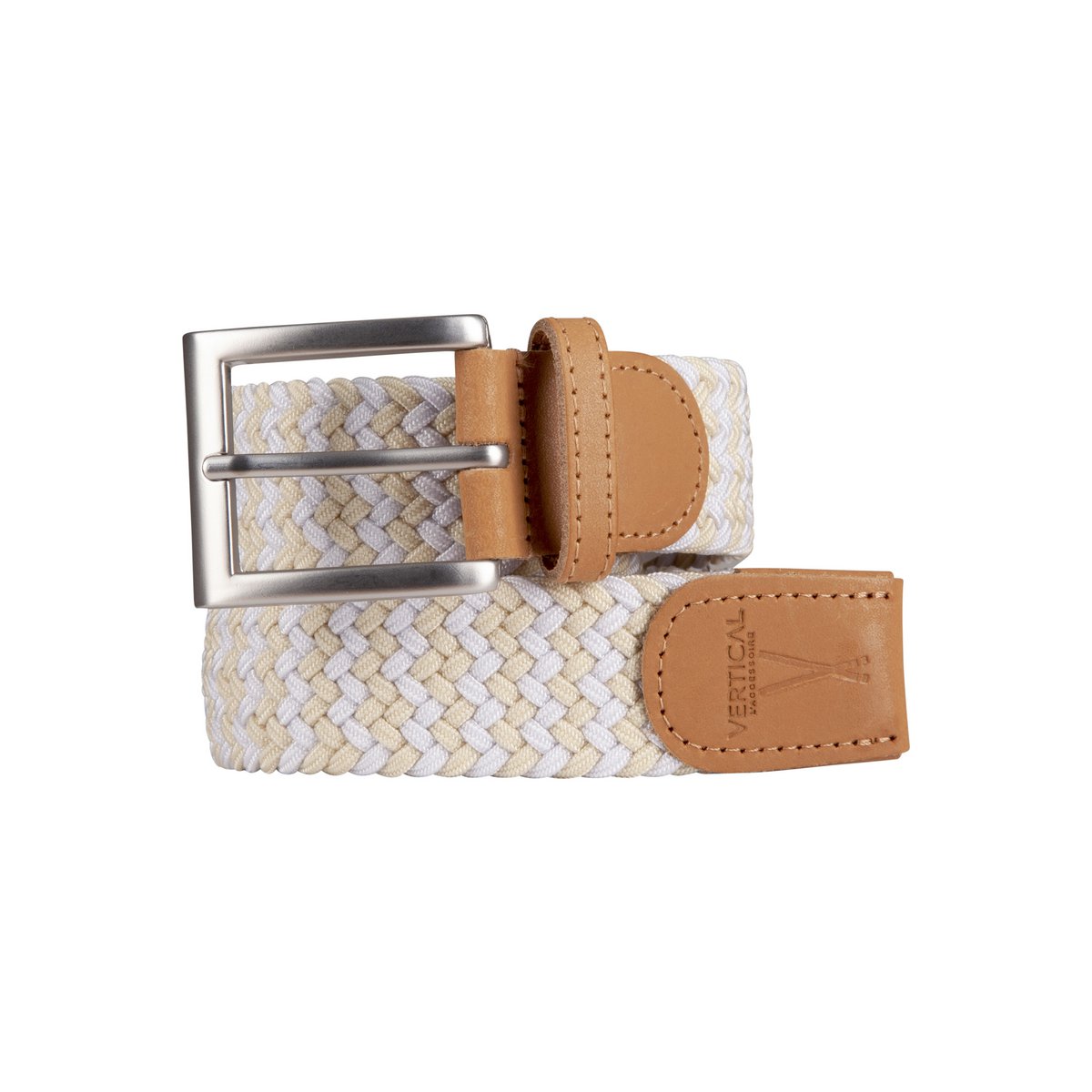 Braided elastic belt yellow white