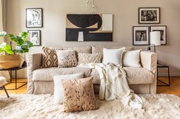 Plaid coton SUZETTE 130x160cm, taupe