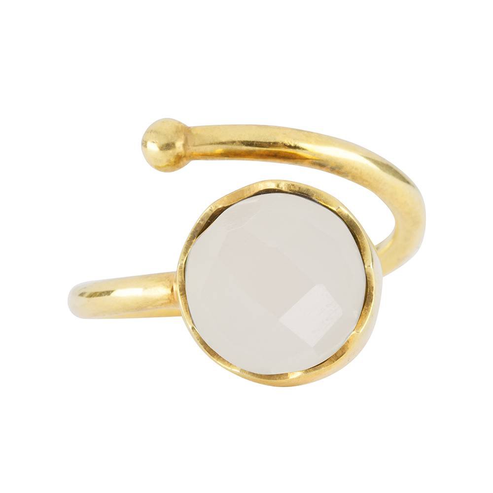 Anillo de oro Piedra luna arcoíris