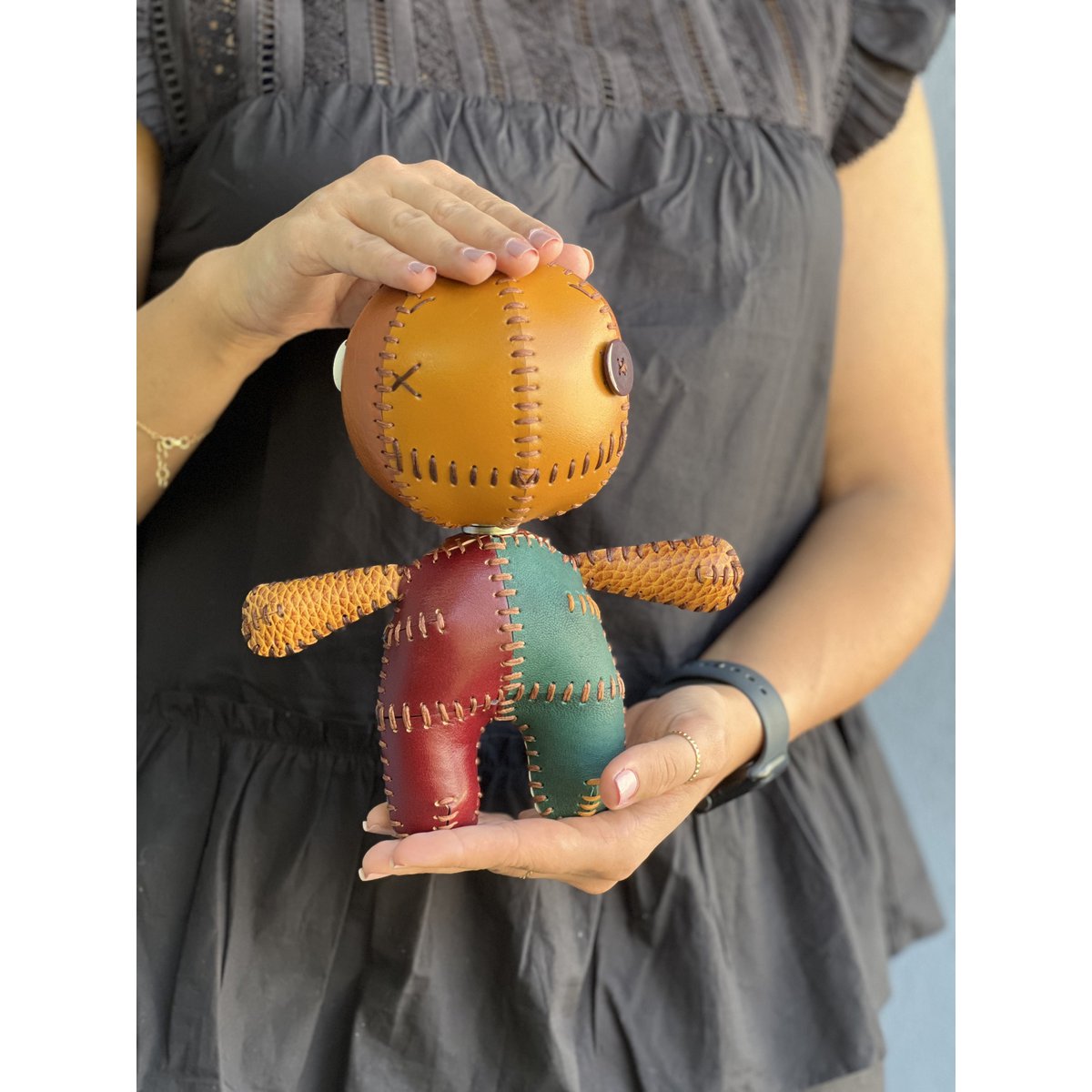 Handgemachte Voodoo-Puppe; 2-seitige ART-Puppe aus echtem Leder