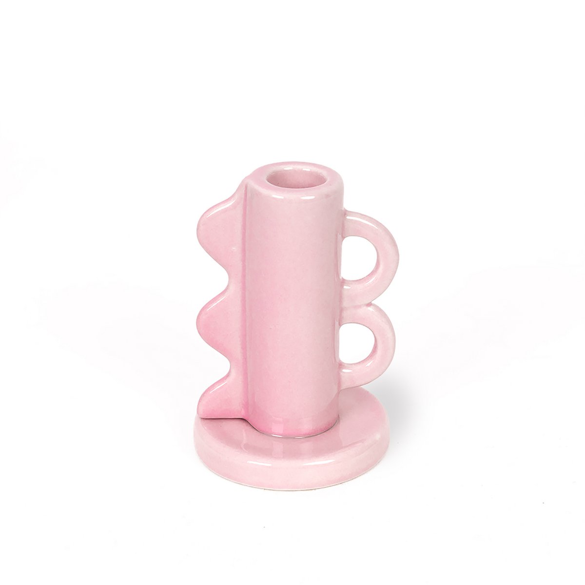 ROZE VINTAGE KANDELAAR MET DUBBEL HANDVAT HF