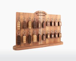 Schlüsselanhänger aus Holz - Amsterdamer Stufengiebelhaus