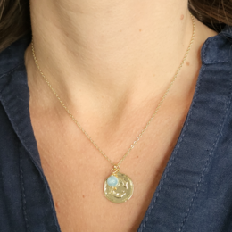 Zodiac Medallion Disc Necklace - Birthstone Pendant