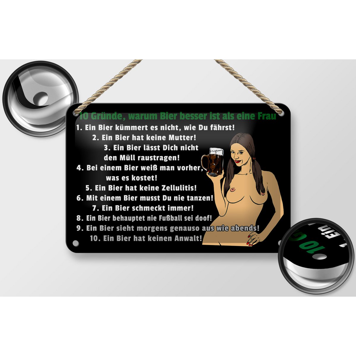Tin sign Pinup 18x12cm 10 reasons beer is better than woman decoration