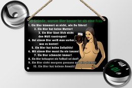 Targa in metallo Pinup 18x12 cm 10 motivi per cui la birra è meglio della decorazione femminile