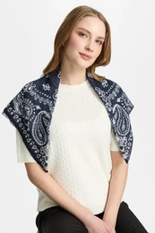 Mohair Pera Foulard (Navy-Beige)