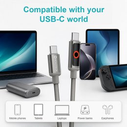 Cable NOVOTECK S-143 USB-C a USB-C: carga rápida de 60 W, 1 m, indicador LED y transferencia de datos