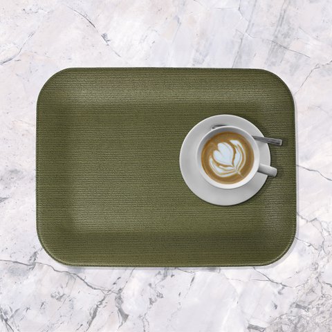 Tablet flat large green knit serving tray coated