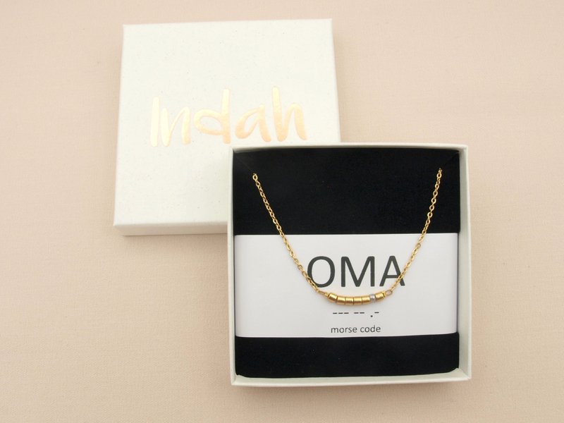 Morse code ketting, oma
