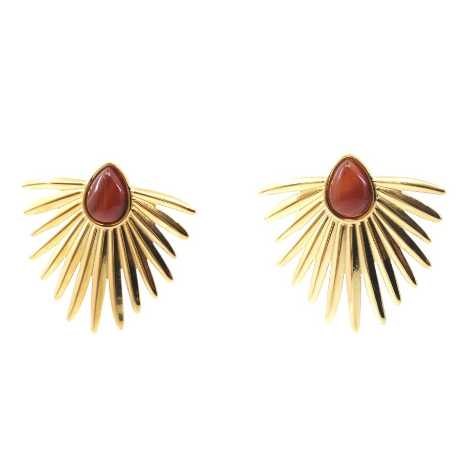 Stalen bungelende cabochon drop radius oorbellen