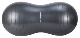 Dark gray peanut-shaped sensory ball, textured rubber, barrel shape, therapeutic toy