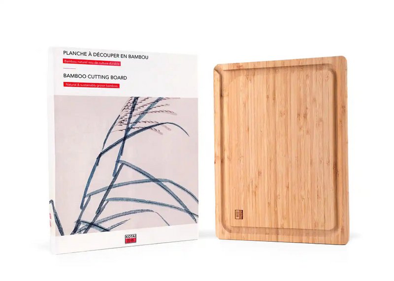 Kitchen accessories - KOTAI bamboo cutting board with juice groove and hidden handles - 40 x 30 x 2 cm