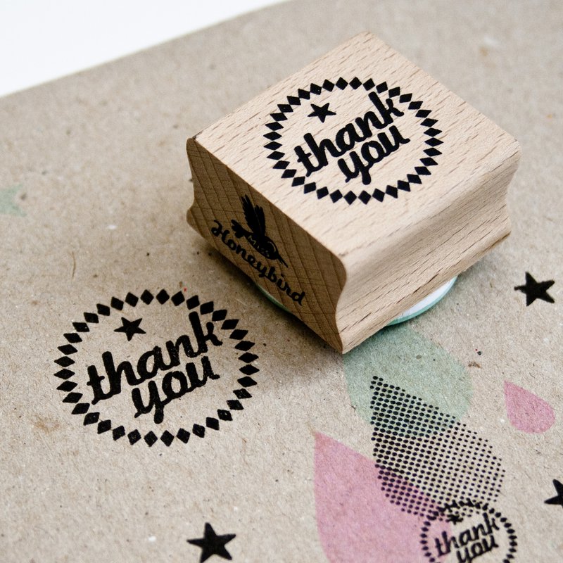 Runder Stempel – Text „Danke“ – mintgrüner Gummi