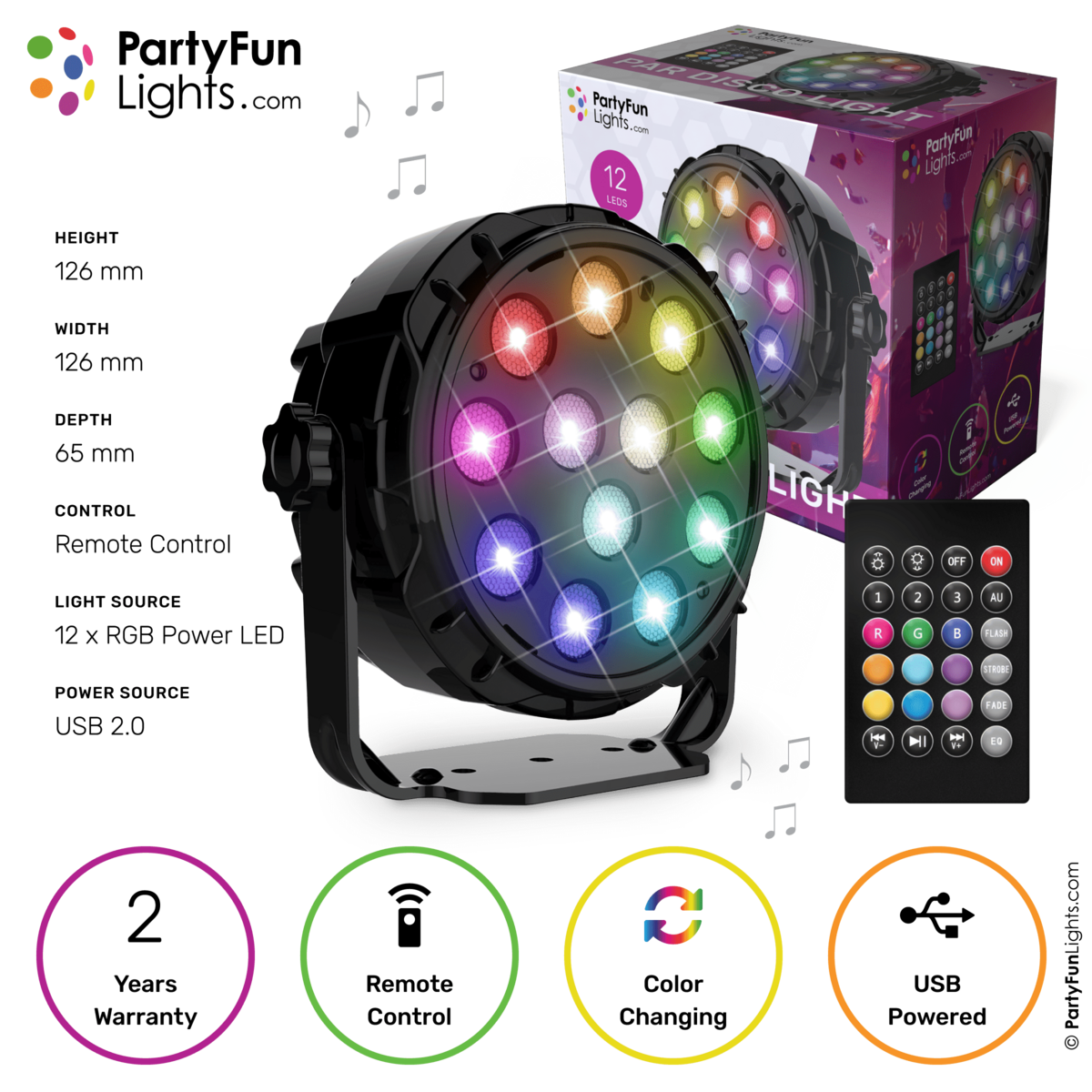 12 LED - PAR - Disco Lamp - with remote control