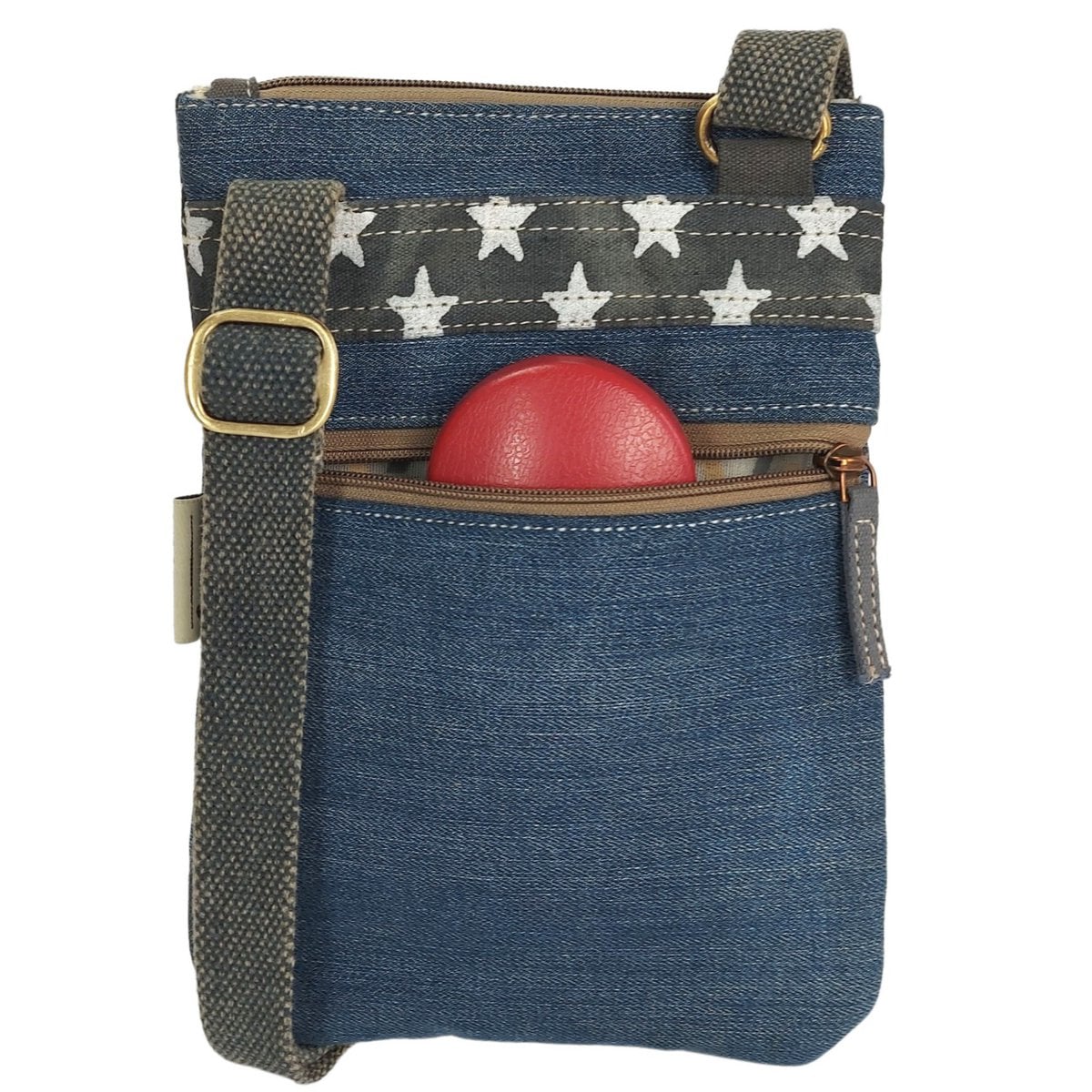 Sac bandoulière femme Sunsa. Sac réalisé en jeans et toile upcyclés. sac à bandoulière végétalien vintage. Petit sac croisé