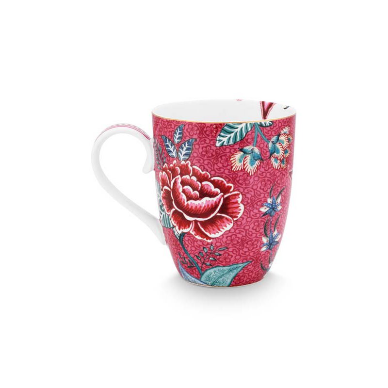 Set/2 Mugs Large Flower Festival Dark Pink 350ml