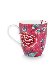 Set/2 Mugs Large Flower Festival Dark Pink 350ml