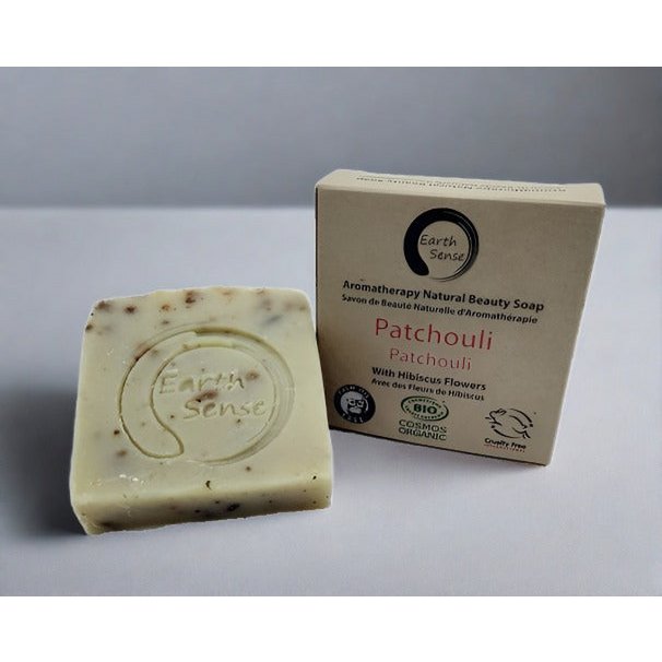 Organic Certified Solid Soap - Patchouli with Hibiscus Flowers 90g