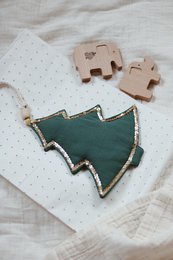 Guirlande en coton et lin « Sapin de Noël vert »