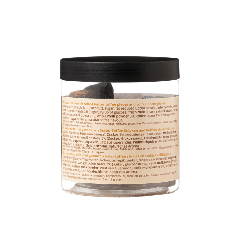 Karamell Macchiato Schokoladentrüffel Geschenkglas 130g | Kaffeeschokolade