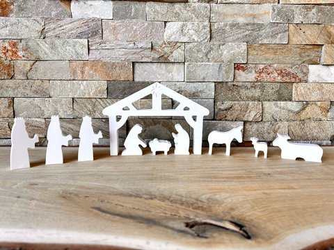 Hand-cast Christmas nativity scene