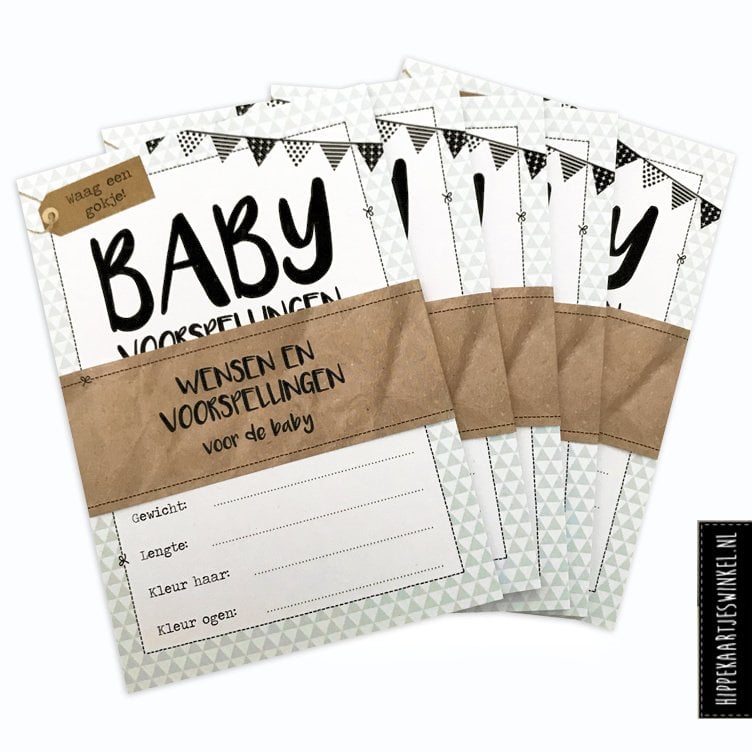 Prediction cards baby shower fill-in cards color per 5 sets