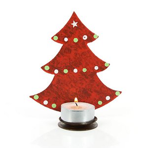 Theelichthouder kerstboom, kerstdecoratie rood