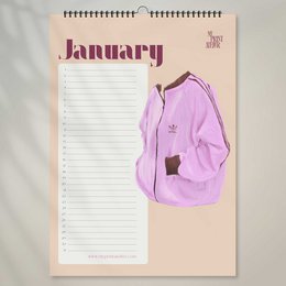 Kalendarz urodzinowy - Lista życzeń Streetwear - Styl streetwear i tenisówek - A4 - Perpetual - Ręcznie rysowane - Papier premium