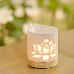 Quemador de perfume serie Céramy – Nenúfar – Portavelas de cerámica lacada – Difusión de ceras aromáticas, aceites esenciales – Idea decorativa de regalo