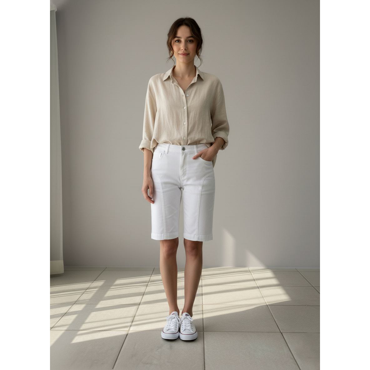 Bermudas vaqueras blancas: elegancia veraniega sin esfuerzo