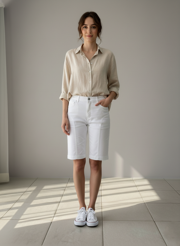 Bermudas vaqueras blancas: elegancia veraniega sin esfuerzo