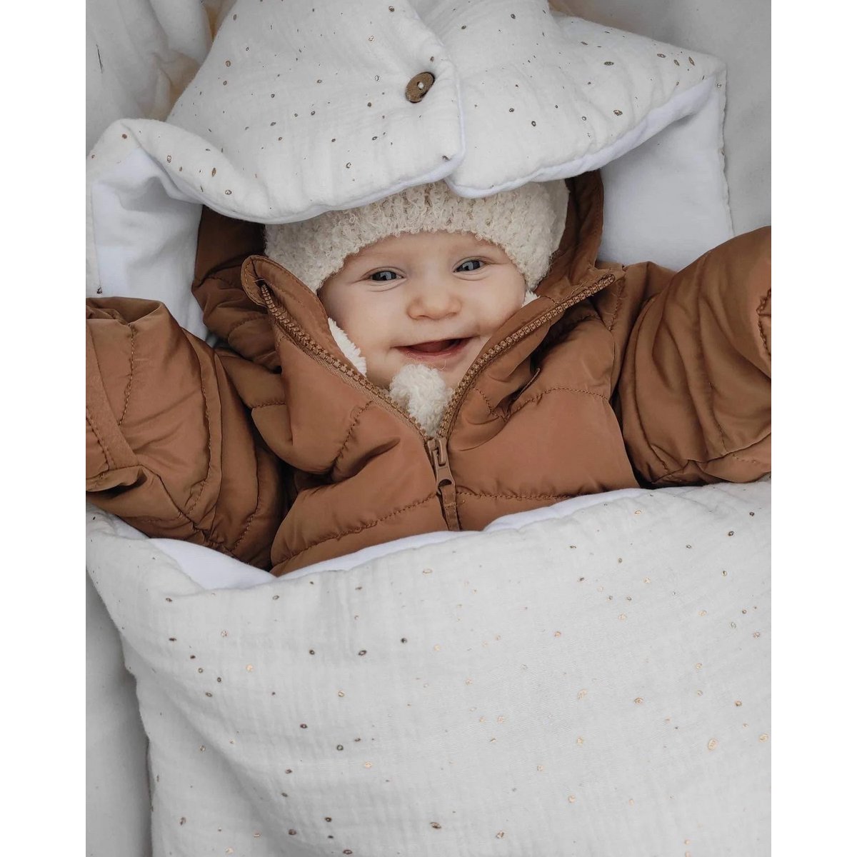 Bio-Baby-Fußsack aus Musselin, Öko-Tex, Gots-zertifiziert: Kinderwagen- und Autositz-Schlafsack