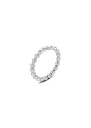 Elegant silver ring with a row of sparkling diamonds, perfect for stacking or wearing alone as a statement piece.