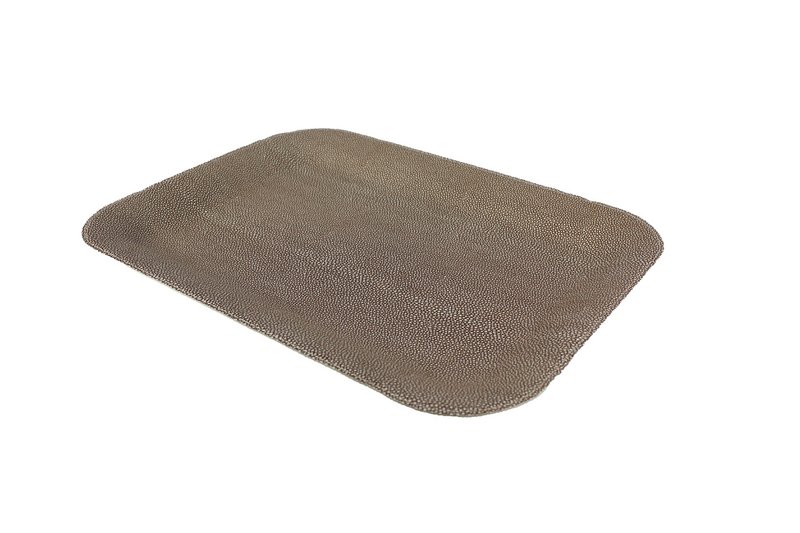 Plateau plat grand simili cuir galuchat marron