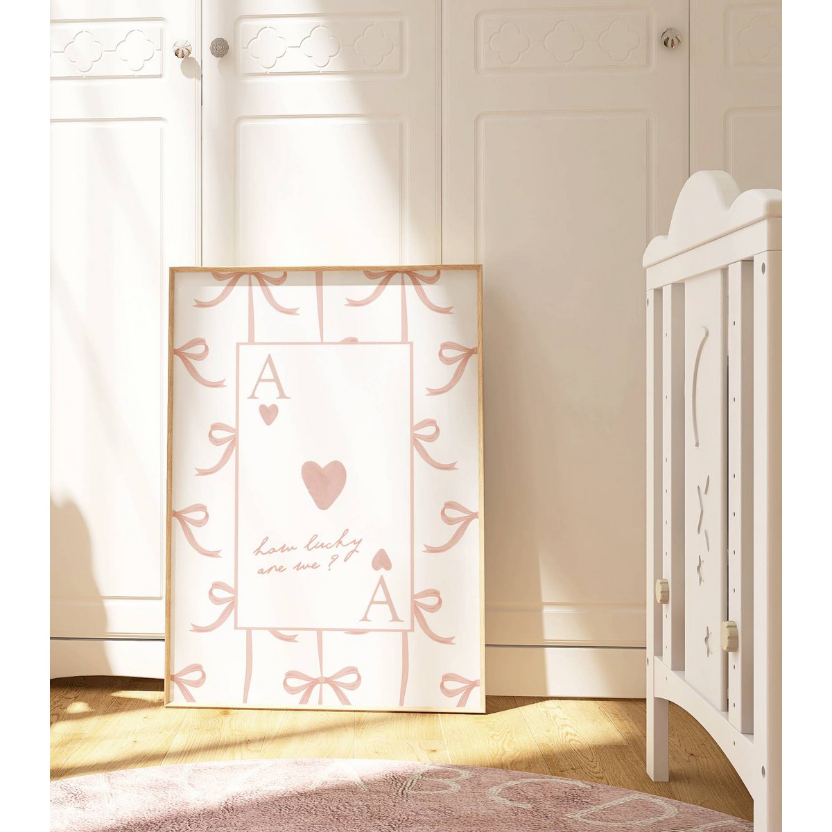 Wie viel Glück haben wir? Pink Bow Poster, Mädchenzimmerplakat, Mädchen Zitatplakat, Mädchenzimmerabdruck, Coquette -Mädchen Kindergarten, Mädchenzimmerdekoration