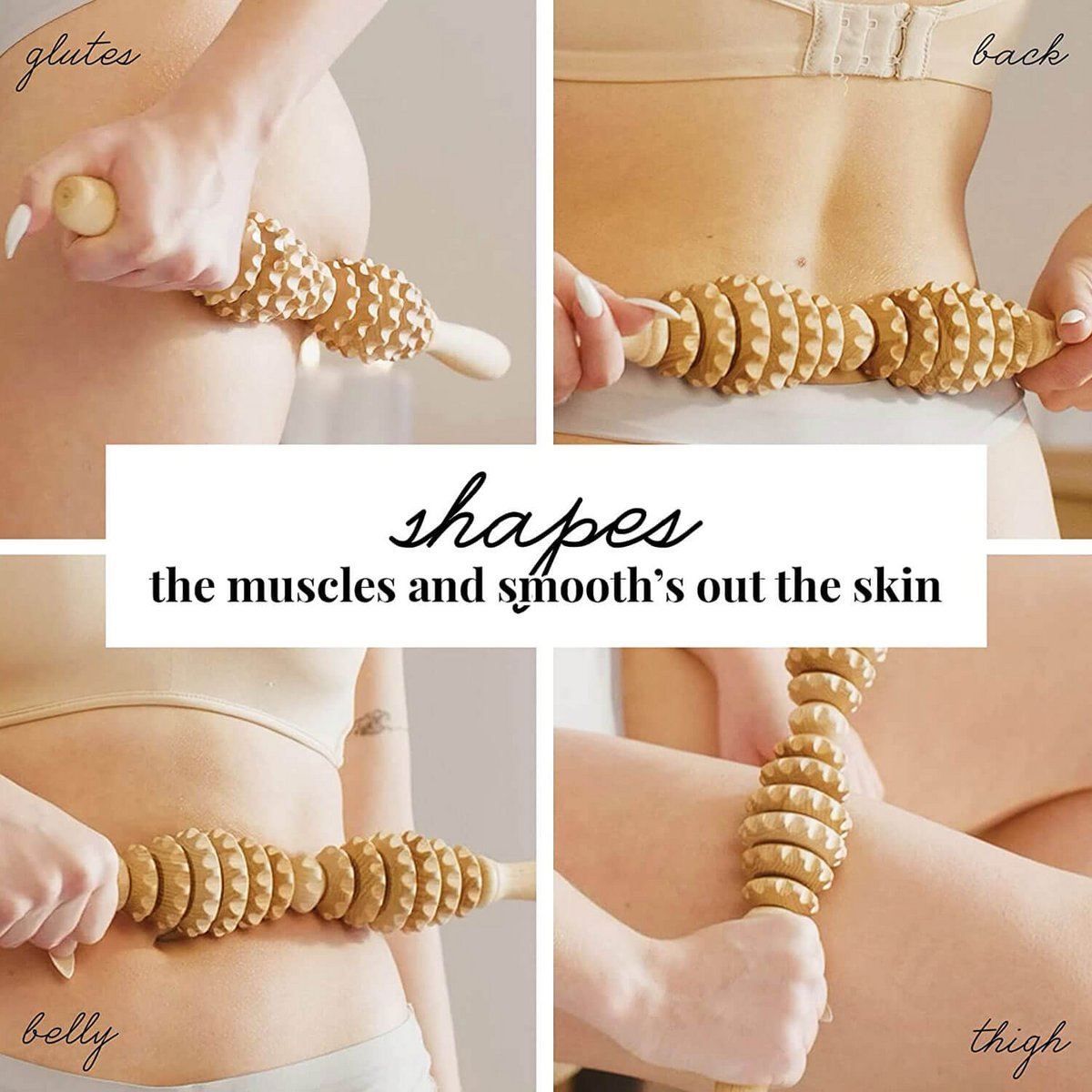 Oval Wooden Cellulite Massage Roller Lymphatic Drainage Massager Maderotherapy