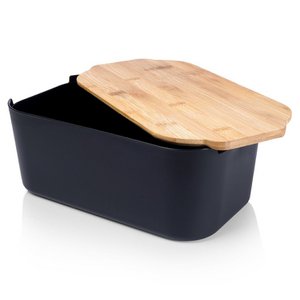Bread bin plastic with bamboo lid 33x18.5x12cm